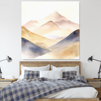 Toile Aquarelle minimaliste Abstraite montagnes beige