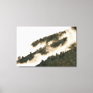 Toile Aquarelle minimaliste Paysage de montagne humide