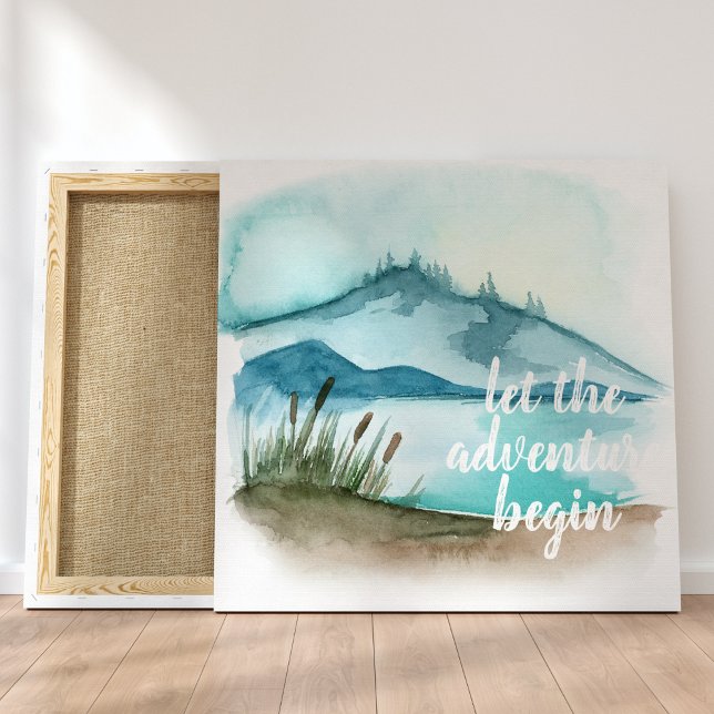 Toile Aquarelle moderne Nature Commençons l'aventure (Créateur téléchargé)