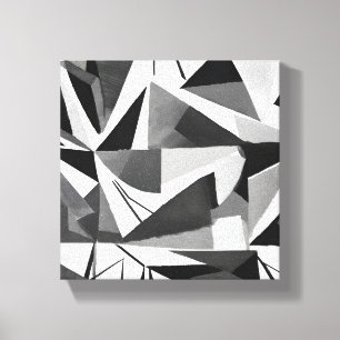 Toile Aquarelle noir et blanc géométrique moderne abstra