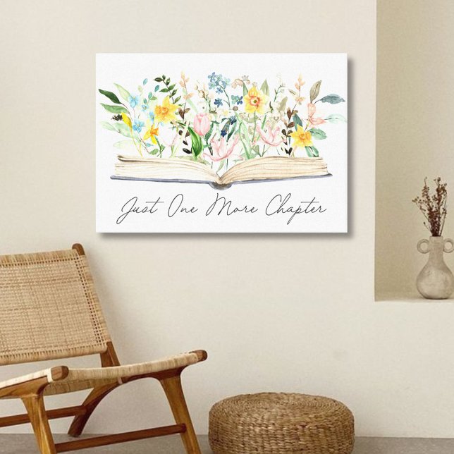 Toile Aquarelle Open Livre avec Fleurs Floral Aesthétiqu (In situ)