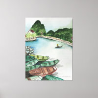 Aquarelle paysage, Vietnam, Tam Coc Poster Flye
