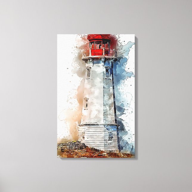 Toile Aquarelle phare Océan (Recto)