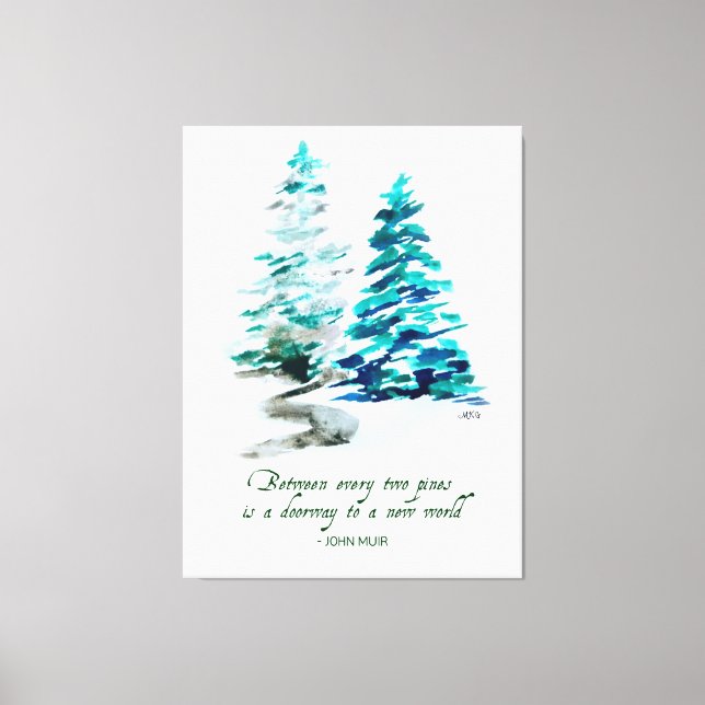 Toile Aquarelle Pine Arbres John Muir Forest Citation (Recto)