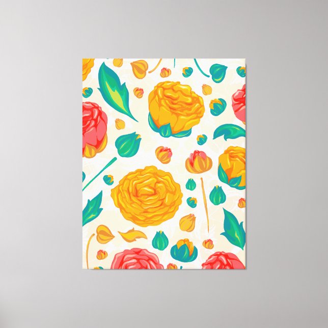 Toile Aquarelle rouge Rose naturelle (Recto)