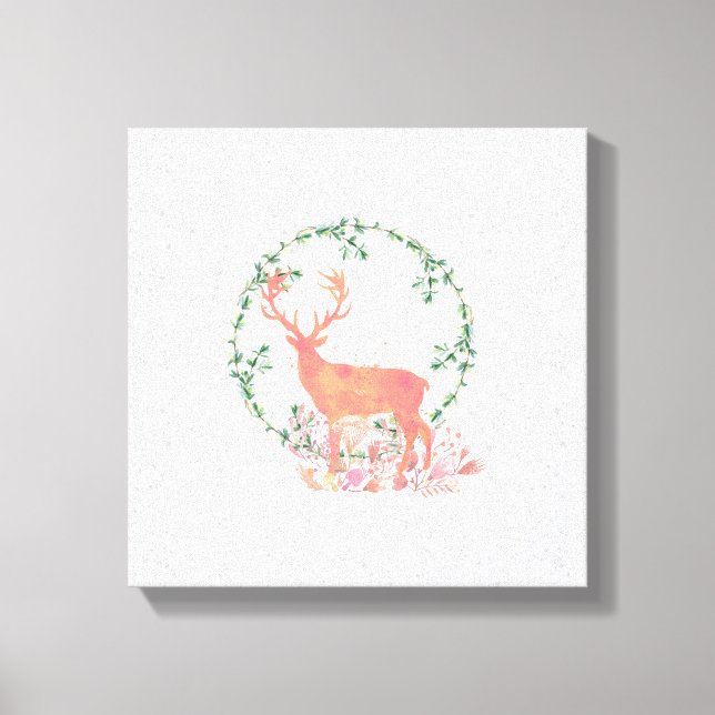 Toile Aquarelle Russe Reindeer Boho (Recto)