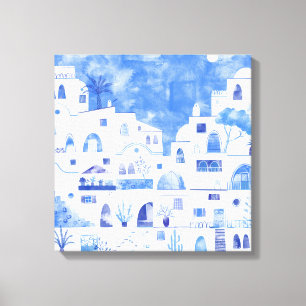 Toile Aquarelle Santorin