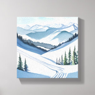 Toile Aquarelle Ski Mountain