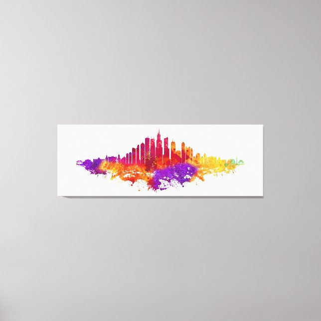 Toile Aquarelle Skyline de Chicago en blanc (Recto)