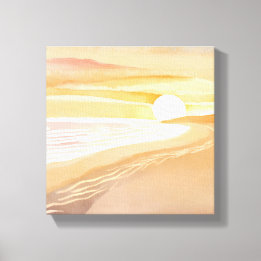 Toile Aquarelle Sunset Beach | Beau Jaune
