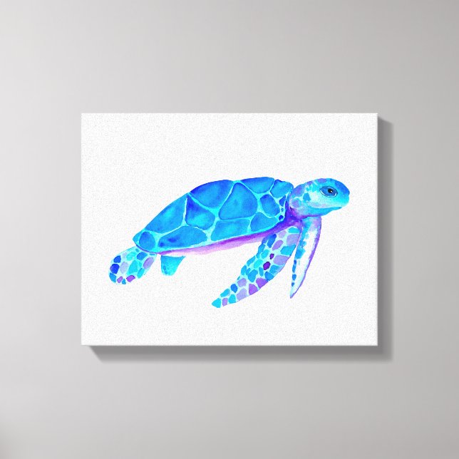 Toile Aquarelle Tortue bleue (Recto)