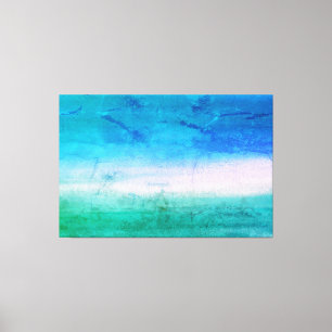 Toile Aquarelle tropicale Océan Bleu Vert Art Abstrait