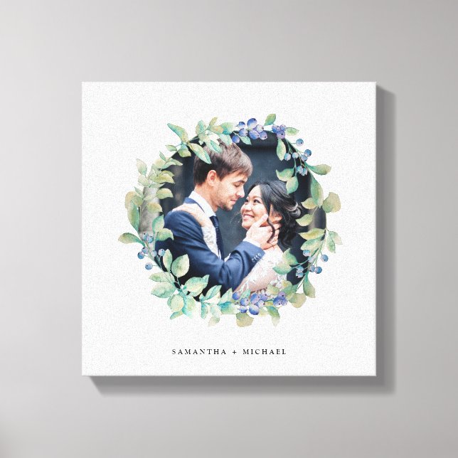 Toile Aquarelle verte couronne avec bleu | Photo (Recto)