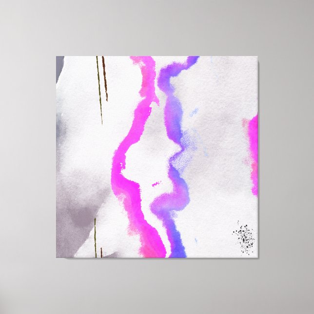 Toile Aquarelle violet et rose Abstrait (Recto)