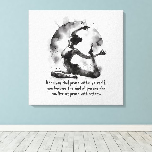 Toile Aquarelle Yoga Reiki Pose King Pigeon à une jambe (Insitu (Plancher de Bois))