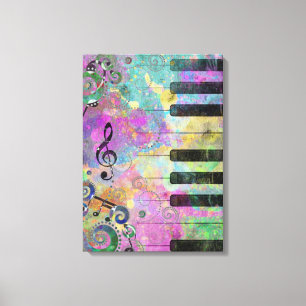 Toile Aquarelles cool Plaques Piano coloré