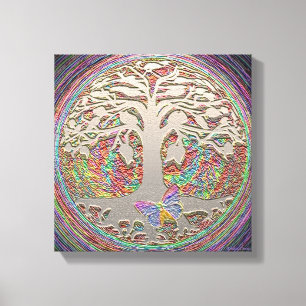 Toile Arbre à papillons arc-en-ciel