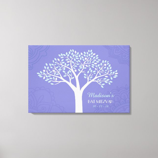 Toile ARBRE AVEC ÉTOILES Barre Mitzvah Carte d'accès mém (Recto)