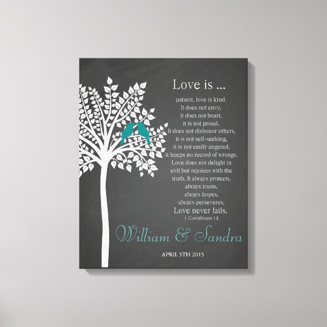 Toile Arbre d'art mariage avec imprimé d'oiseaux Corinth (Recto)