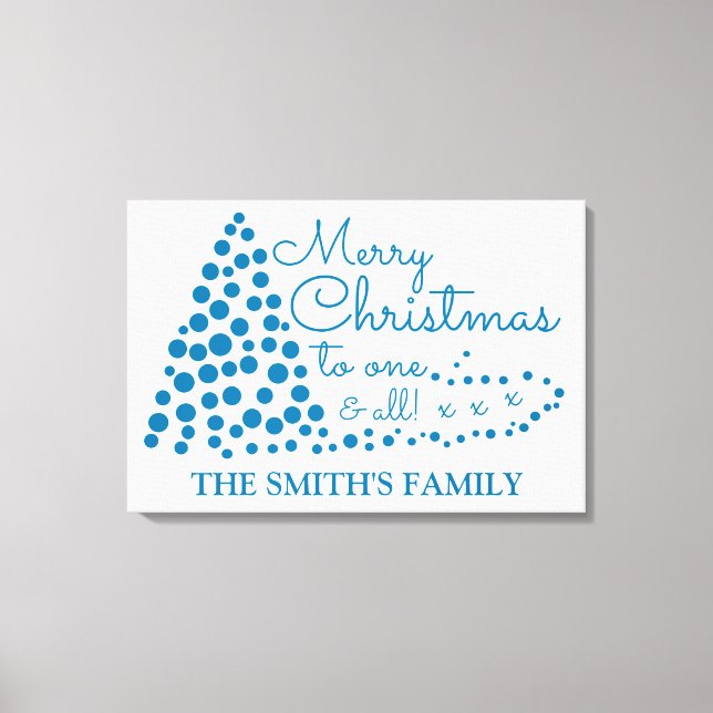 Toile Arbre de Noël bleu, Nom de famille personnalisé Ca (Recto)