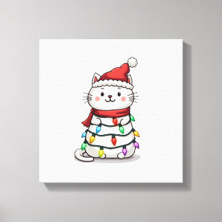 Toile Arbre de Noël Chat Noël (2)