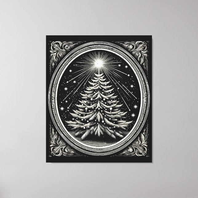 Toile Arbre de Noël noir Vintage (Recto)