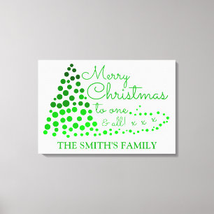 Toile Arbre de Noël Ombré, Nom de famille personnalisé C
