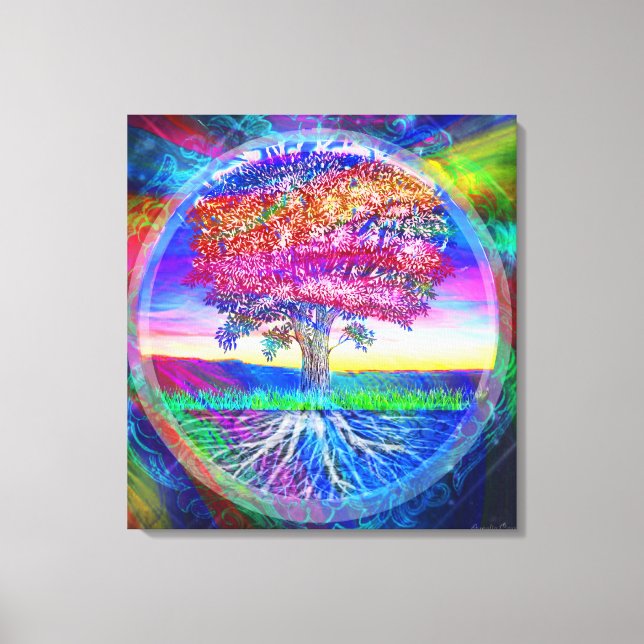 Toile Arbre de vie arc-en-ciel (Recto)