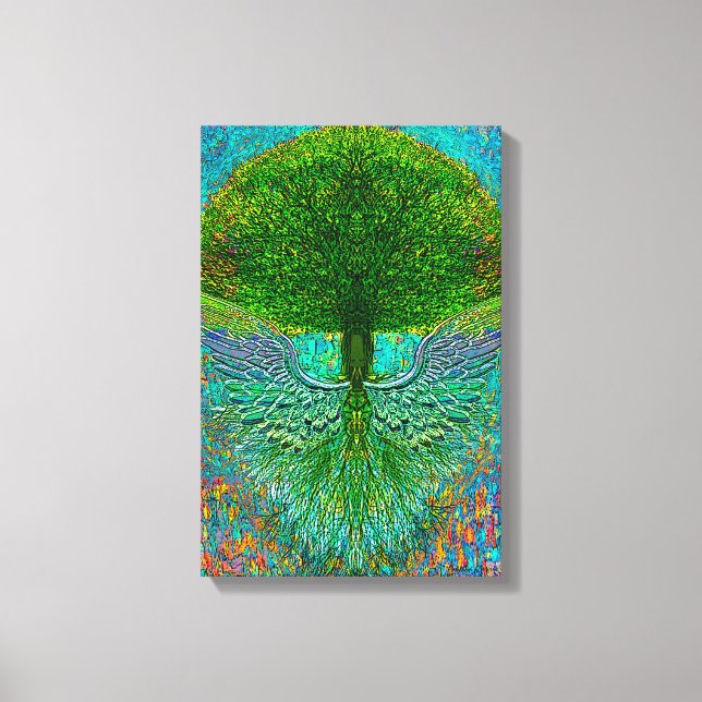 Toile Arbre de vie avec ailes d'ange (Recto)