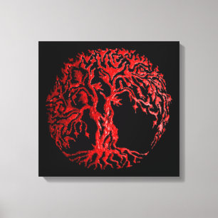 Toile Arbre de vie Mehndi (henné) (rouge)