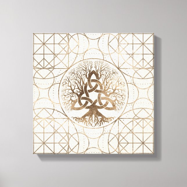 Toile Arbre de vie - Yggdrasil avec l'or Triquetra Paste (Recto)
