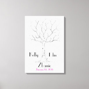 Toile Arbre d'empreintes digitales mariage