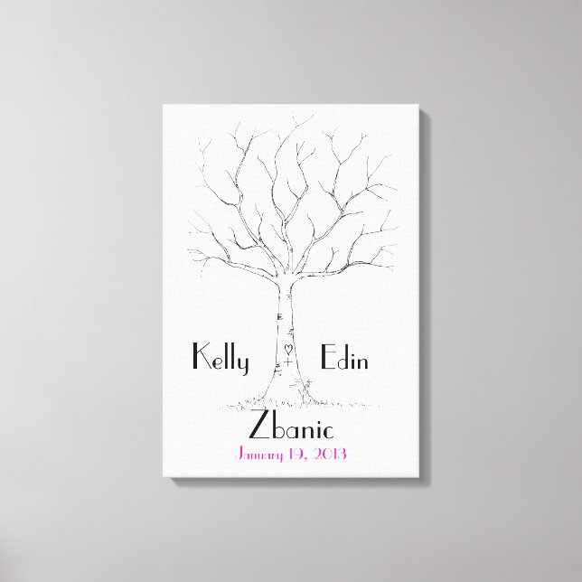 Toile Arbre d'empreintes digitales mariage (Recto)