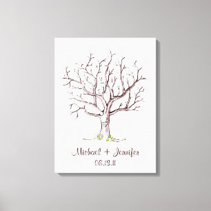 Toile Arbre d'empreintes digitales mariage (Brown)