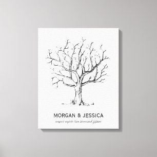 Toile Arbre d'empreintes digitales mariage (noir)
