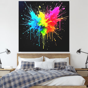 Toile Arbre en poudre arc-en-ciel