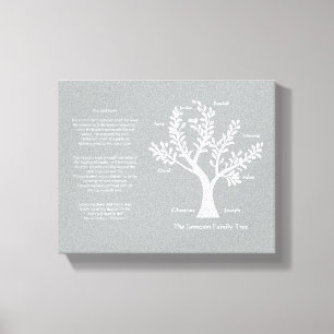 Toile Arbre généalogique du psaume 23 dans le gris cha