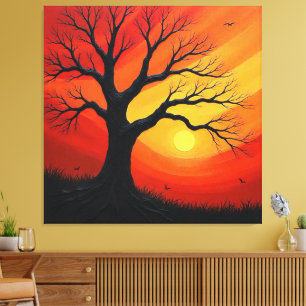 Toile Arbre nu Sunset