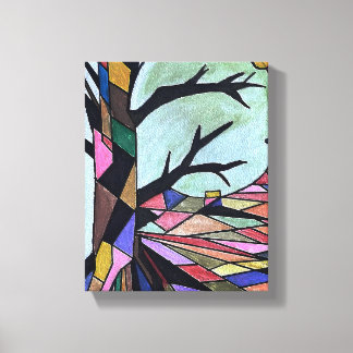 TOILE ARBRE SOLITAIRE À LA LUMIÈRE DE LA LUNE