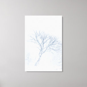 Toile Arbre solitaire pendant la tempête de neige en hiv