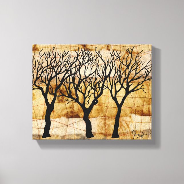 Toile Arbres d'hiver sur l'Arrière - plan de sac à thé (Recto)