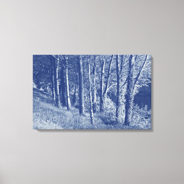 Toile Arbres d'une rivière - Effet Cyanotype (Recto)
