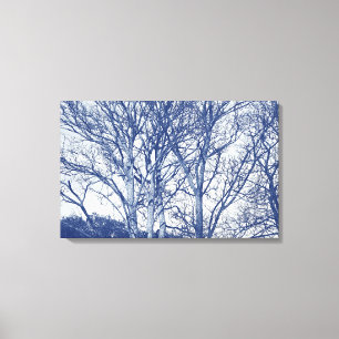 Toile Arbres en hiver - Effet Cyanotype