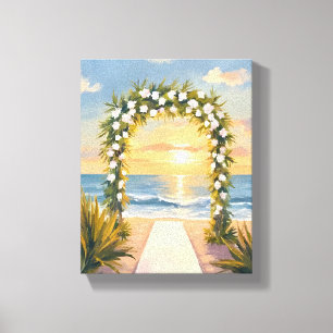 Toile Arc de mariage de plage Fleurs Art aquarelle