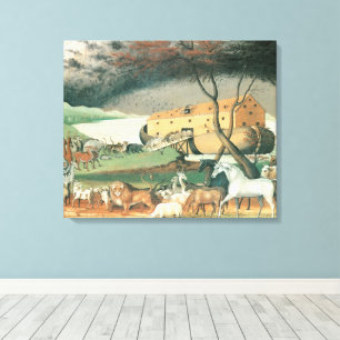 Toile Arche de Noé par Edward Hicks, Art populaire Vinta
