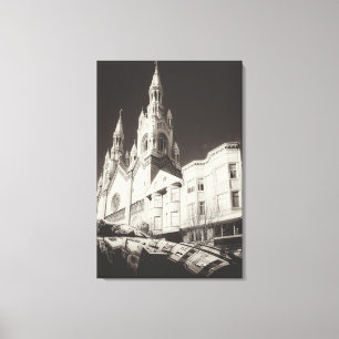 Toile Architecture d'église en noir et blanc