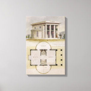 Toile Architecture vintage, plan d'étage et villa grecqu