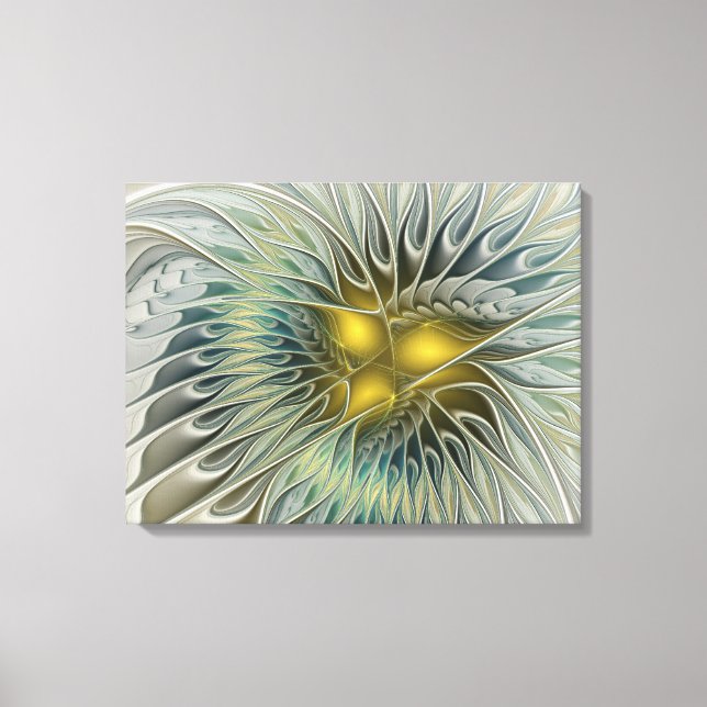 Toile Argent d'or Imaginaire Fractal abstrait Art (Recto)
