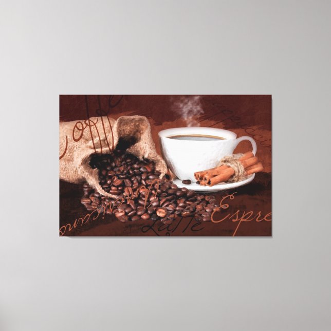 Toile Arôme de café Aquarelle Imprimer Mur Art (Recto)