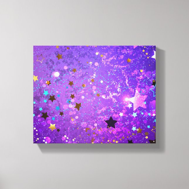 Toile Arrière - plan de feuille violet avec étoiles (Recto)